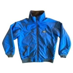LL Bean Women's Vintage Warm-up Jacket Sz Small Blue Fleece Lined Bomber